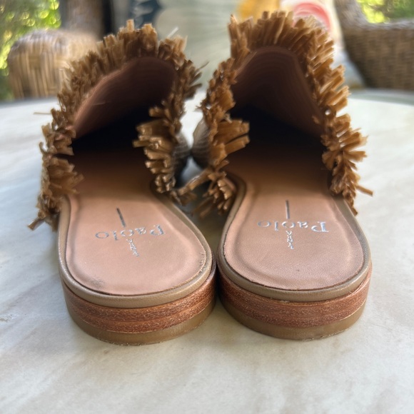 Women's Linea Paolo Tan Raffia Fringe Mule Slip On Size 8 - Picture 4 of 5